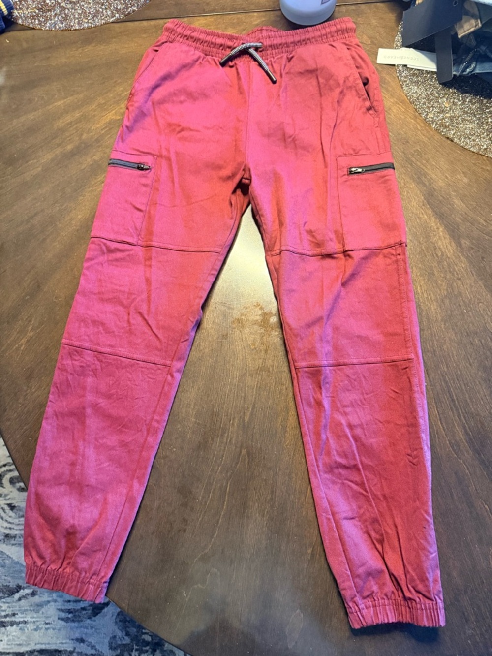 Red Jogger Pants with Zip Pockets